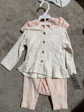 Carter's Pink and Cream Floral Peplum Top & Pink Leggings Set